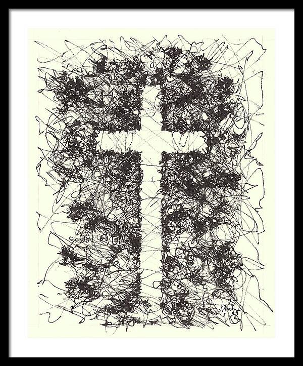 Chaos Order Cross 09 - Black and White - Framed Print