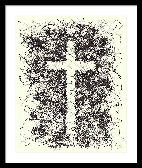 Chaos Order Cross 09 - Black and White - Framed Print