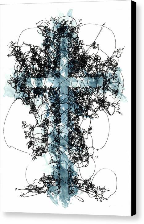 Chaos Order Cross 10 - Glorious Blue - Canvas Print