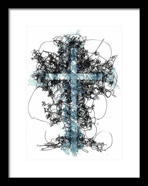 Chaos Order Cross 10 - Glorious Blue - Framed Print