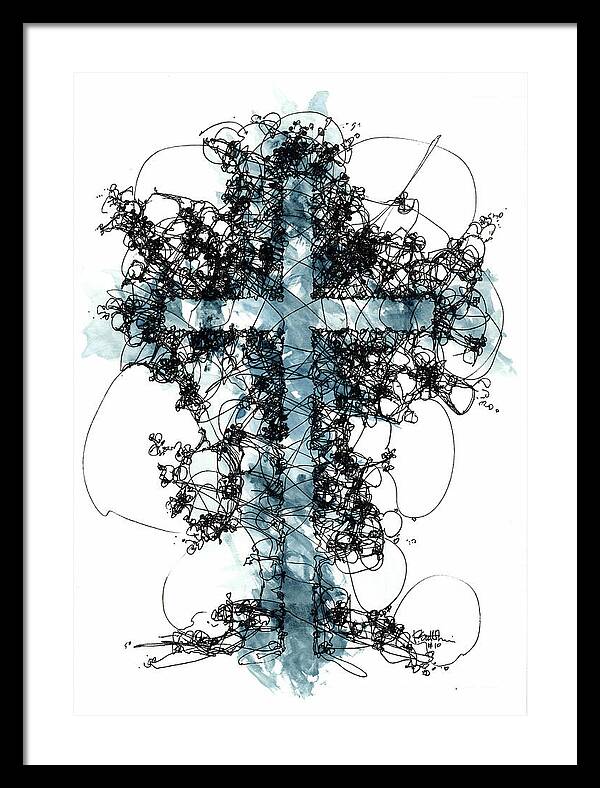 Chaos Order Cross 10 - Glorious Blue - Framed Print