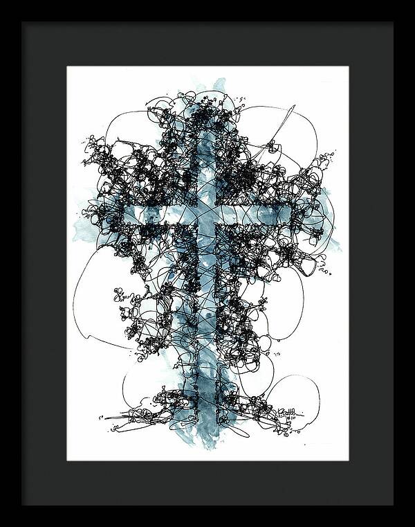 Chaos Order Cross 10 - Glorious Blue - Framed Print