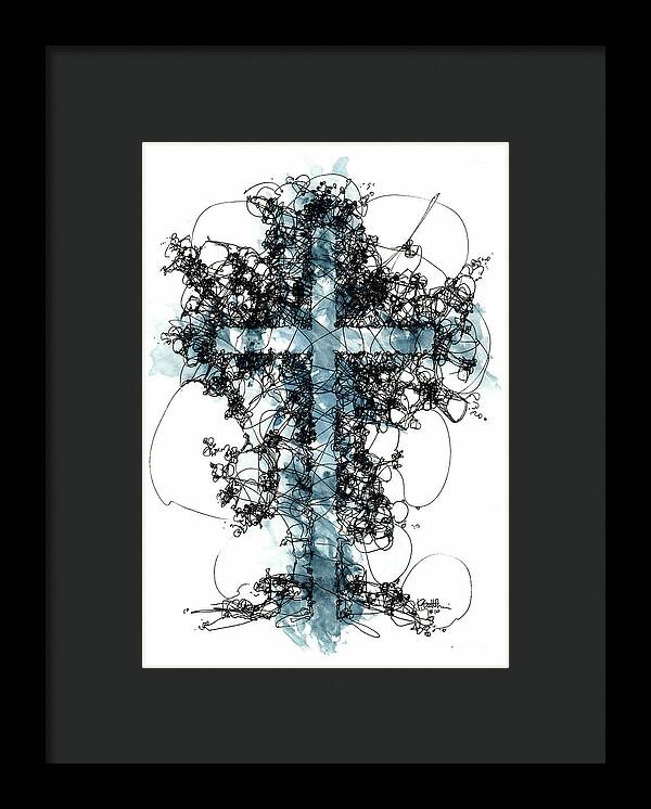 Chaos Order Cross 10 - Glorious Blue - Framed Print