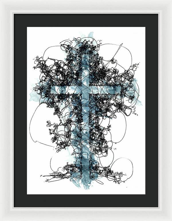 Chaos Order Cross 10 - Glorious Blue - Framed Print