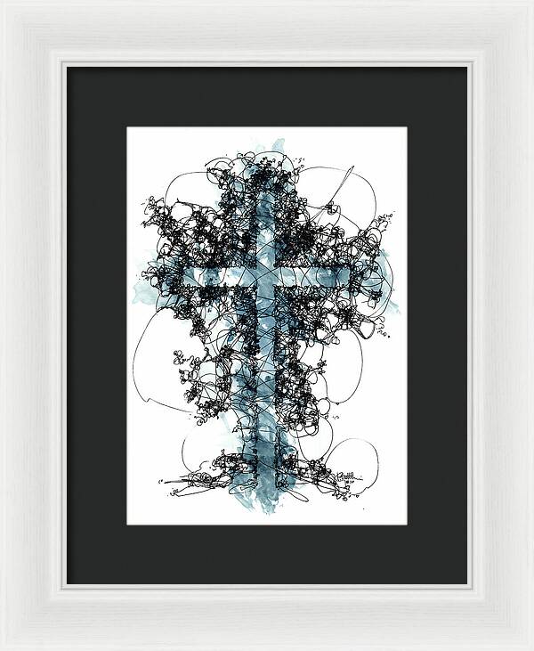 Chaos Order Cross 10 - Glorious Blue - Framed Print