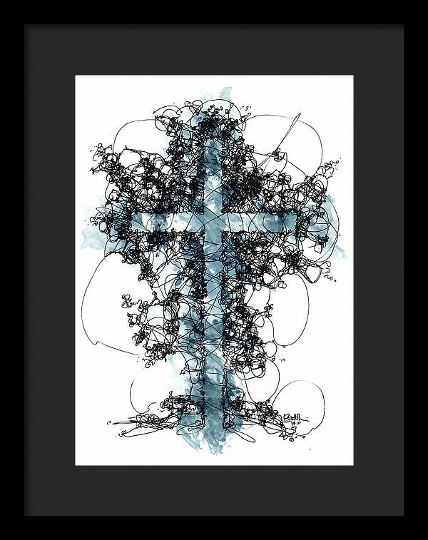 Chaos Order Cross 10 - Glorious Blue - Framed Print