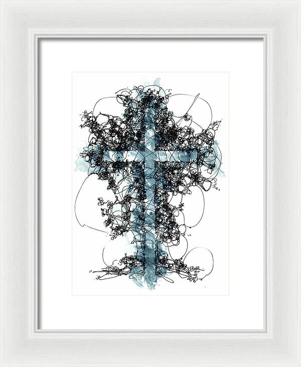 Chaos Order Cross 10 - Glorious Blue - Framed Print