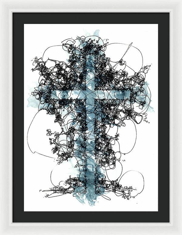 Chaos Order Cross 10 - Glorious Blue - Framed Print