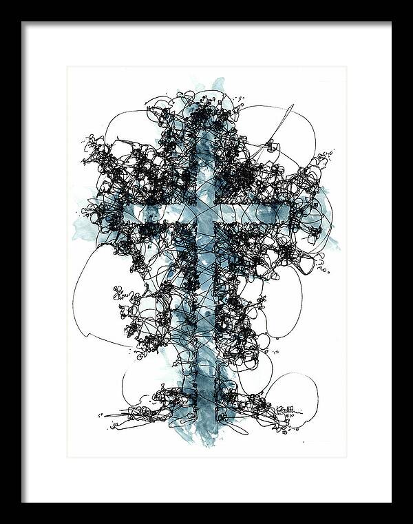 Chaos Order Cross 10 - Glorious Blue - Framed Print