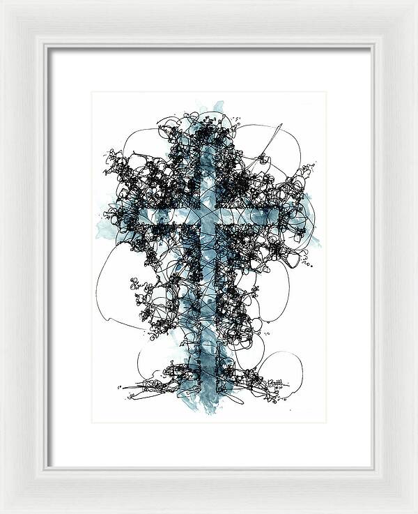 Chaos Order Cross 10 - Glorious Blue - Framed Print