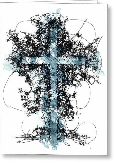 Chaos Order Cross 10 - Glorious Blue - Greeting Card