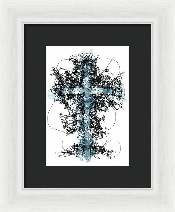 Chaos Order Cross 10 - Glorious Blue - Framed Print