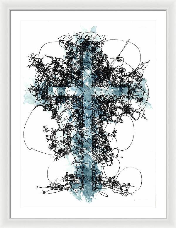 Chaos Order Cross 10 - Glorious Blue - Framed Print