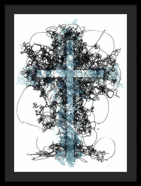 Chaos Order Cross 10 - Glorious Blue - Framed Print