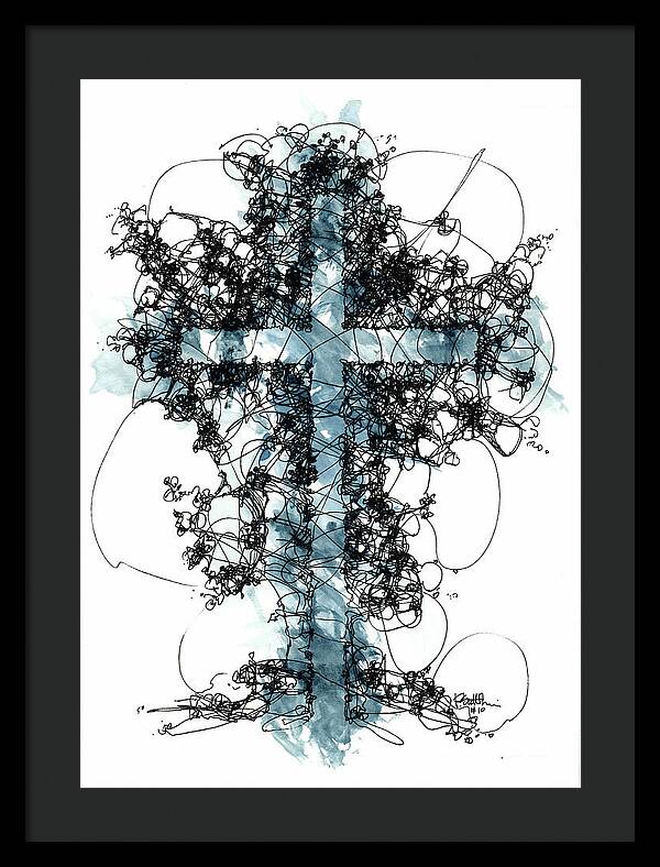 Chaos Order Cross 10 - Glorious Blue - Framed Print
