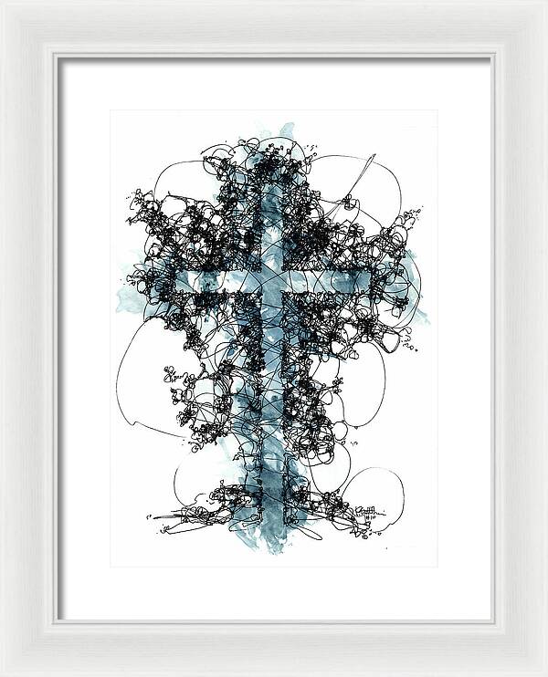 Chaos Order Cross 10 - Glorious Blue - Framed Print