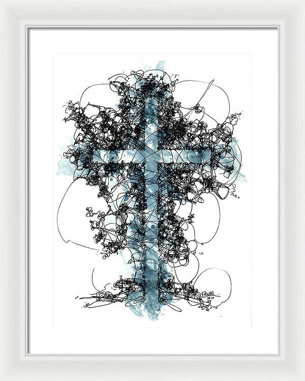 Chaos Order Cross 10 - Glorious Blue - Framed Print
