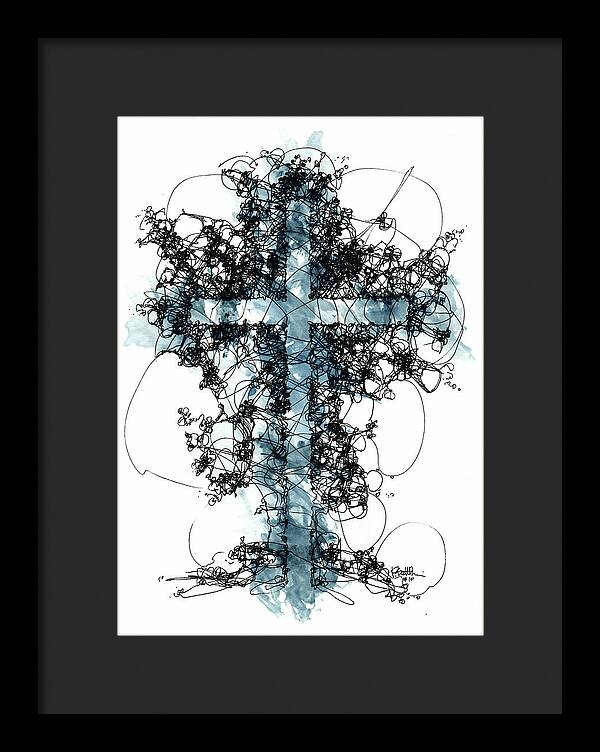 Chaos Order Cross 10 - Glorious Blue - Framed Print