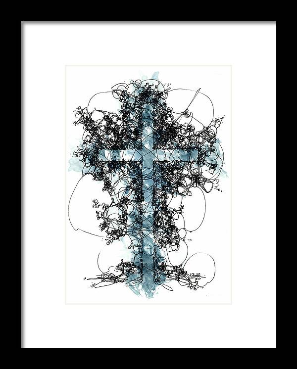 Chaos Order Cross 10 - Glorious Blue - Framed Print