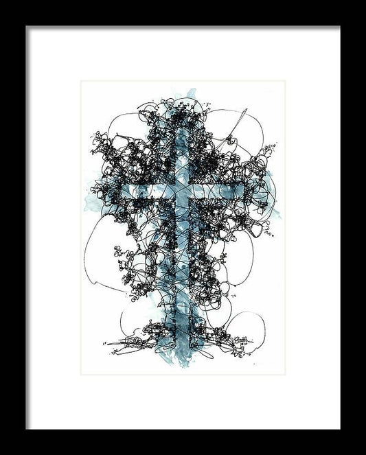 Chaos Order Cross 10 - Glorious Blue - Framed Print