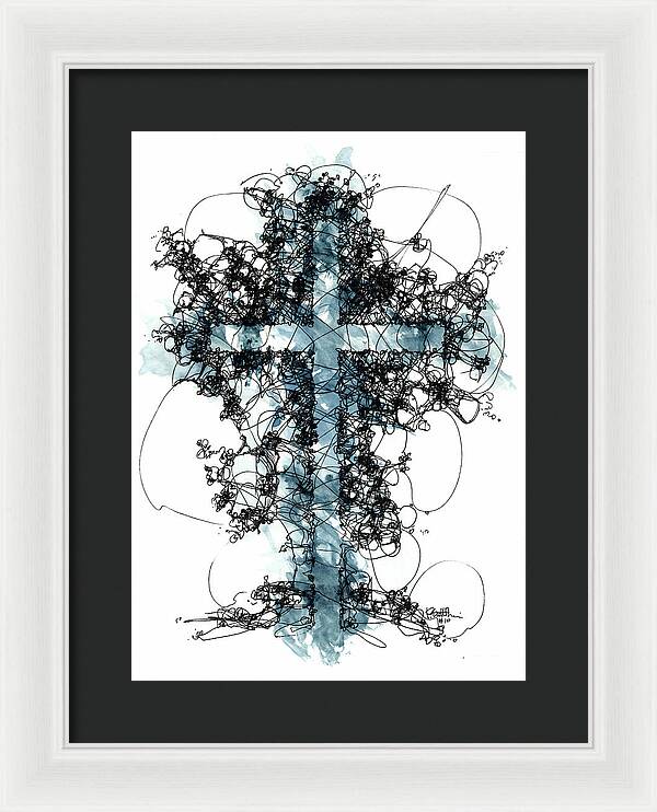 Chaos Order Cross 10 - Glorious Blue - Framed Print