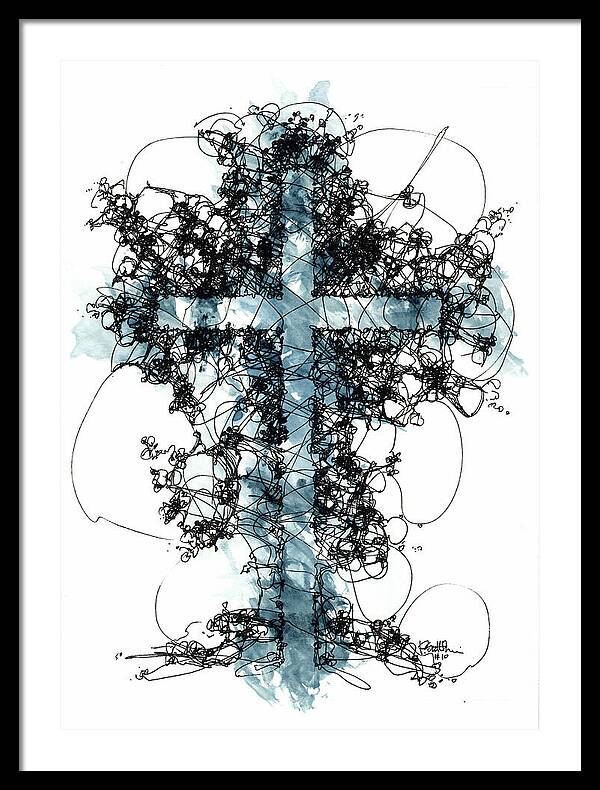 Chaos Order Cross 10 - Glorious Blue - Framed Print
