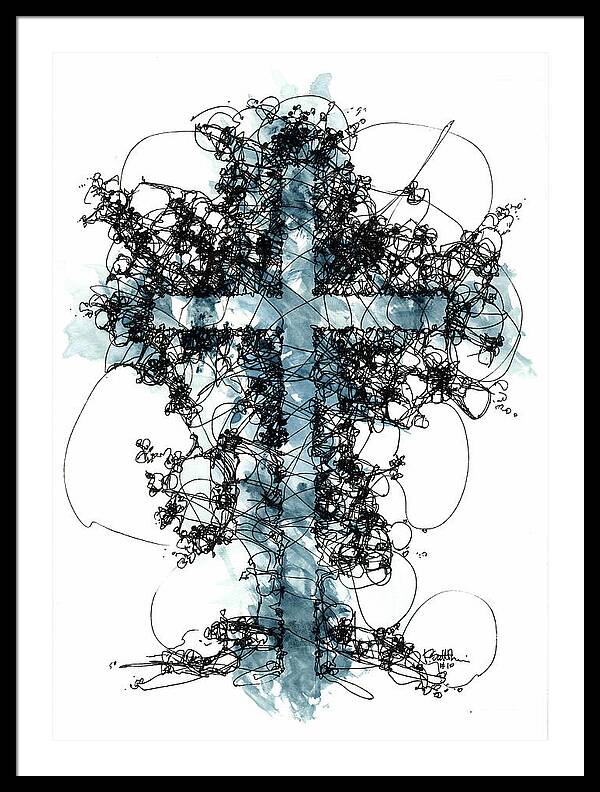 Chaos Order Cross 10 - Glorious Blue - Framed Print