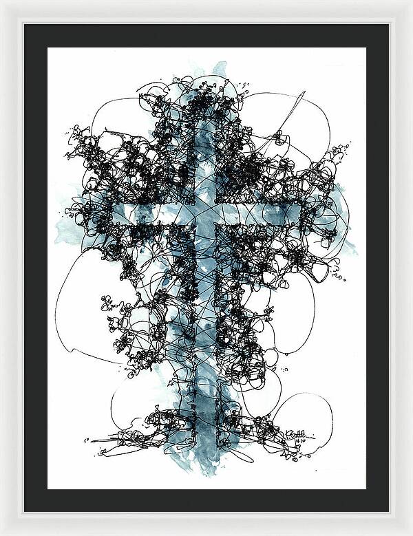 Chaos Order Cross 10 - Glorious Blue - Framed Print