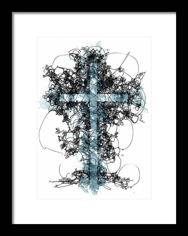 Chaos Order Cross 10 - Glorious Blue - Framed Print
