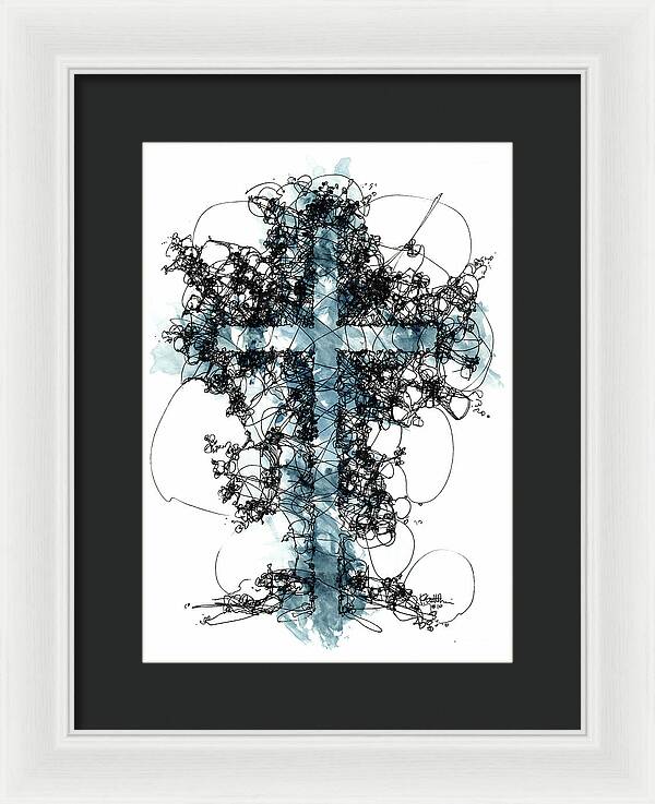 Chaos Order Cross 10 - Glorious Blue - Framed Print