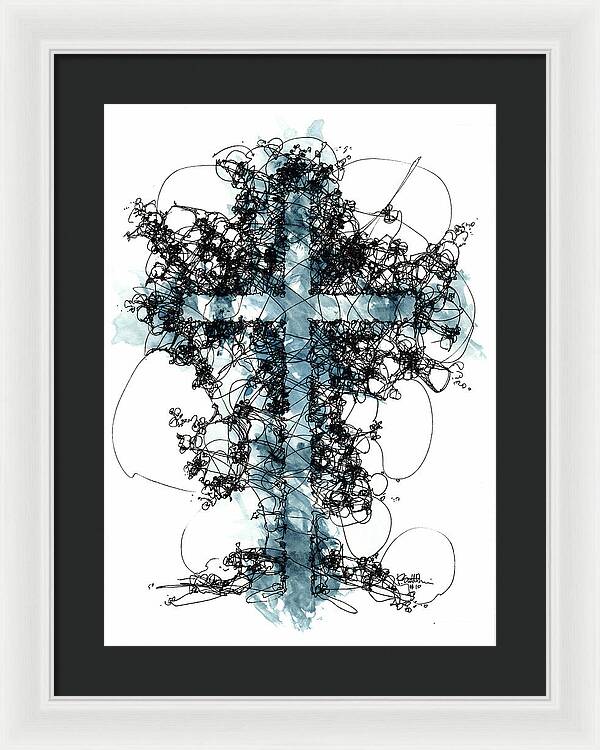 Chaos Order Cross 10 - Glorious Blue - Framed Print
