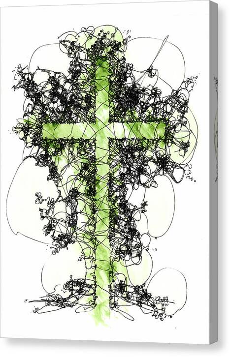 Chaos Order Cross 10 - Joyful Green - Canvas Print