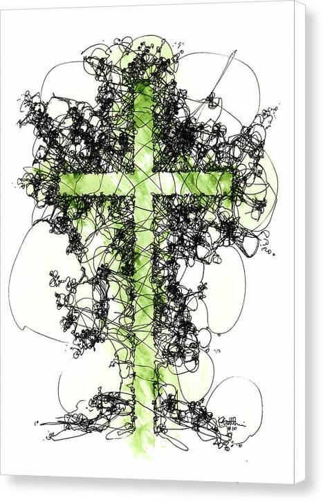 Chaos Order Cross 10 - Joyful Green - Canvas Print