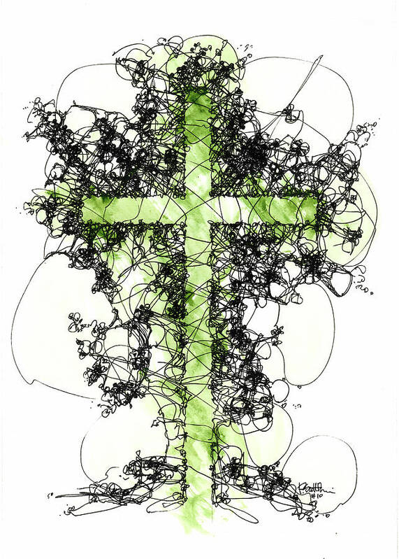 Chaos Order Cross 10 - Joyful Green - Art Print