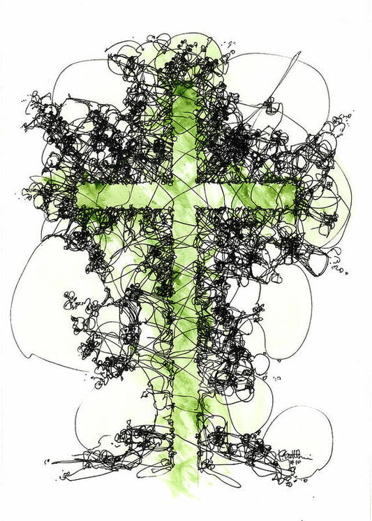 Chaos Order Cross 10 - Joyful Green - Art Print