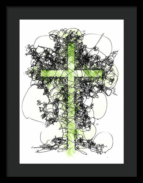 Chaos Order Cross 10 - Joyful Green - Framed Print