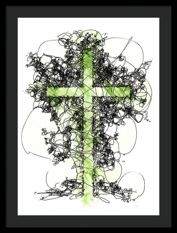 Chaos Order Cross 10 - Joyful Green - Framed Print