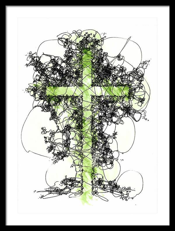 Chaos Order Cross 10 - Joyful Green - Framed Print