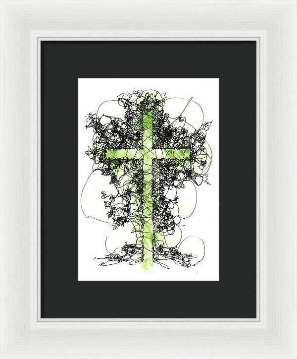 Chaos Order Cross 10 - Joyful Green - Framed Print