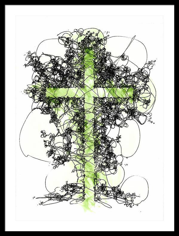Chaos Order Cross 10 - Joyful Green - Framed Print
