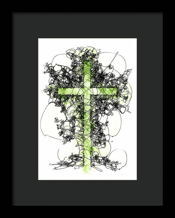 Chaos Order Cross 10 - Joyful Green - Framed Print