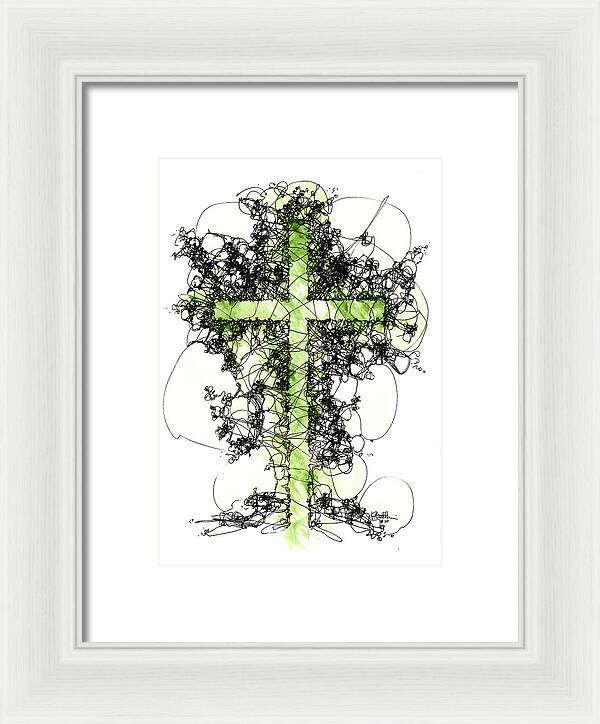 Chaos Order Cross 10 - Joyful Green - Framed Print