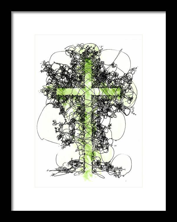 Chaos Order Cross 10 - Joyful Green - Framed Print