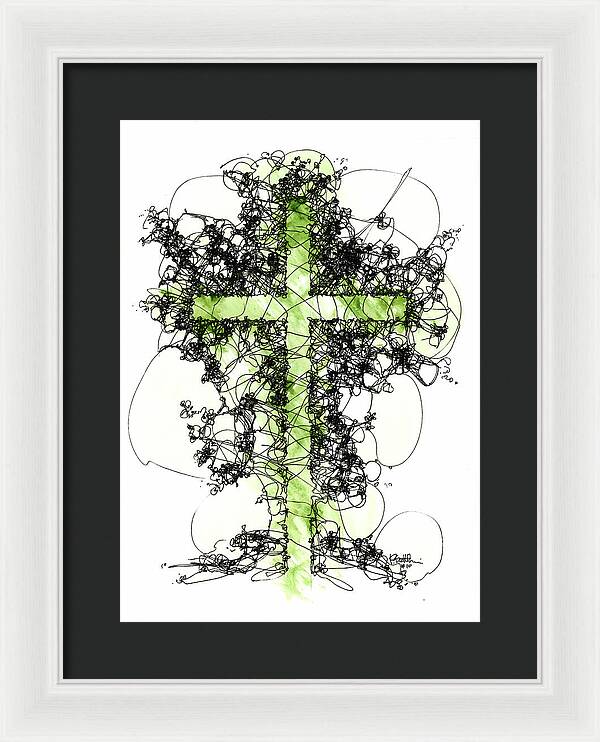 Chaos Order Cross 10 - Joyful Green - Framed Print