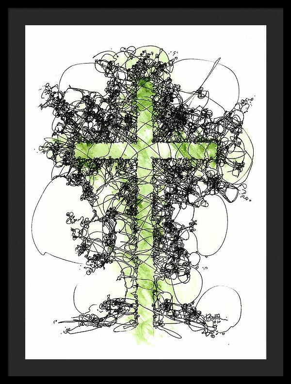Chaos Order Cross 10 - Joyful Green - Framed Print