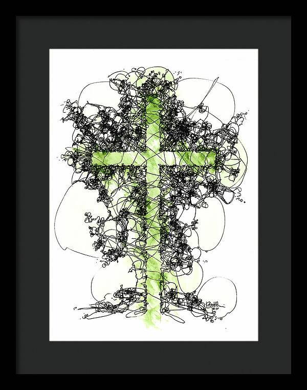 Chaos Order Cross 10 - Joyful Green - Framed Print