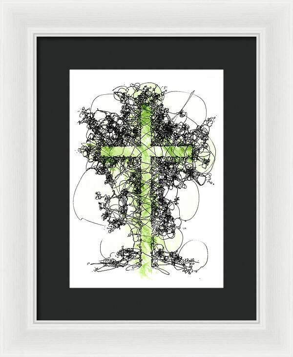 Chaos Order Cross 10 - Joyful Green - Framed Print