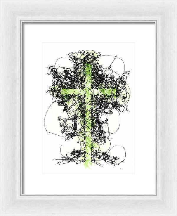 Chaos Order Cross 10 - Joyful Green - Framed Print