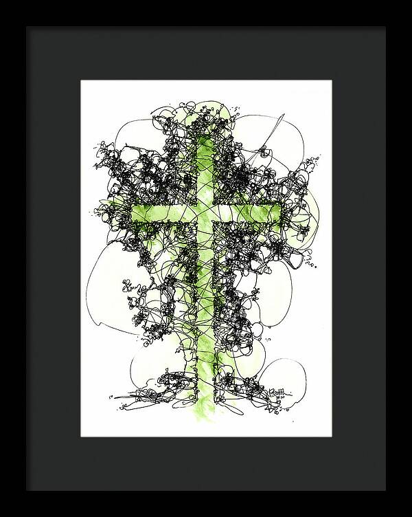 Chaos Order Cross 10 - Joyful Green - Framed Print