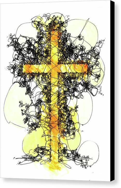 Chaos Order Cross 10 - Luminous Yellow - Canvas Print